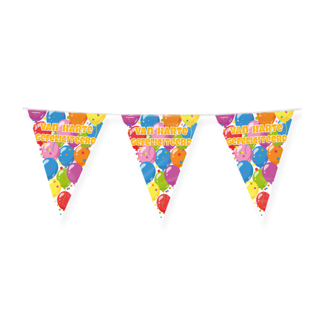 Gefeliciteerd Vlaggenlijn / slinger - 10 meter - Fun Party vlaggetjes