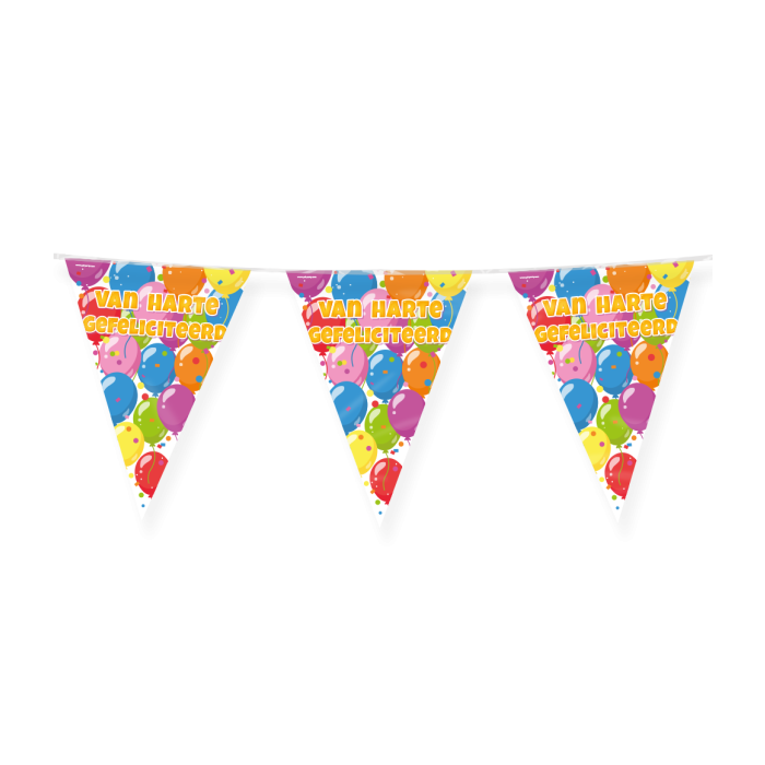 Gefeliciteerd Vlaggenlijn / slinger - 10 meter - Fun Party vlaggetjes