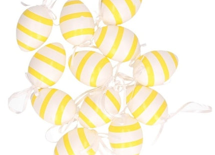 Paasei hangers - 12 stuks - 6 cm - wit / geel