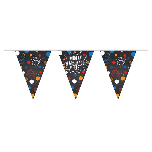 Geslaagd Vlaggenlijn - 10 meter - oranje/rood/wit/blauw