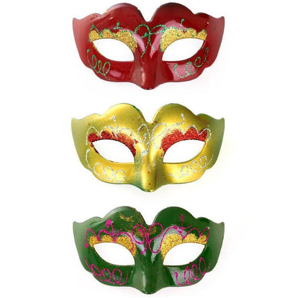 Decoratie maskers met glitters (3 stuks)