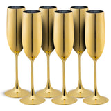 Gouden plastic champagneglazen - 6 stuks