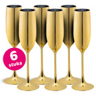 Gouden plastic champagneglazen - 6 stuks