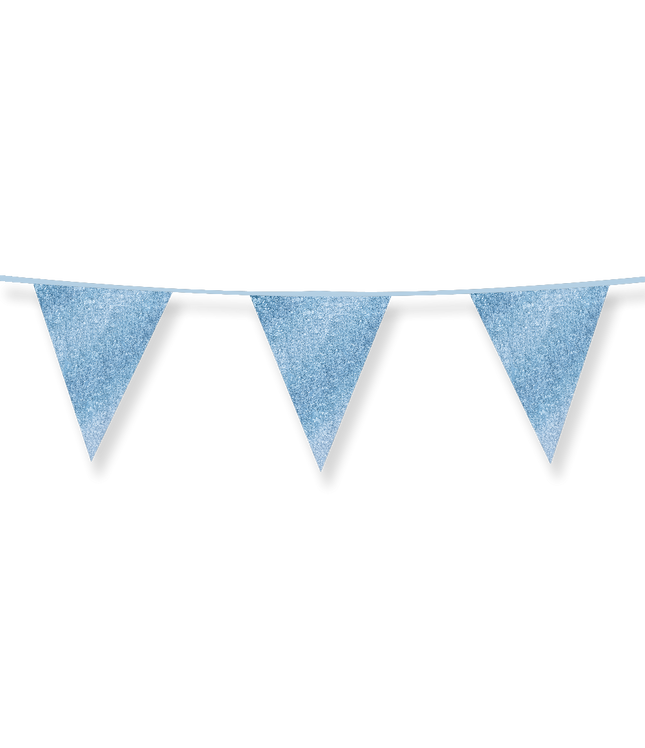 Vlaggenlijn - 6 meter - glitter blauw