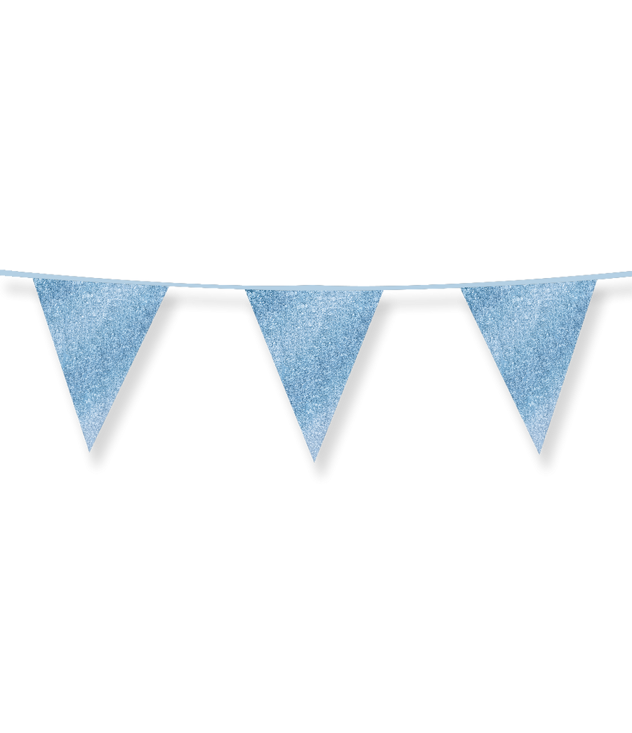 Vlaggenlijn / slinger - 6 meter - glitter blauw vlaggetjes