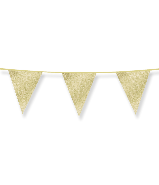 Vlaggenlijn / slinger - 6 meter - glitter goud vlaggetjes
