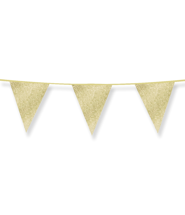 Vlaggenlijn - 6 meter - glitter goud