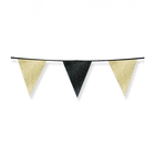 Vlaggenlijn - 6 meter - glitter goud zwart