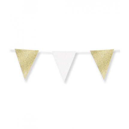 Vlaggenlijn - 6 meter - glitter goud wit
