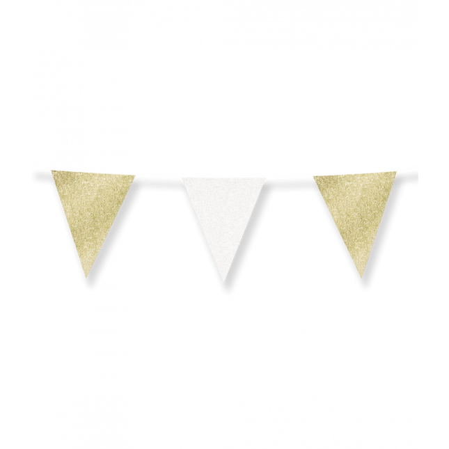 Vlaggenlijn - 6 meter - glitter goud wit