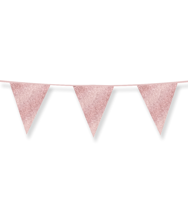 Vlaggenlijn - 6 meter - glitter roségoud