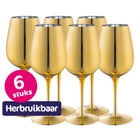 Gouden plastic wijnglas - 6 stuks