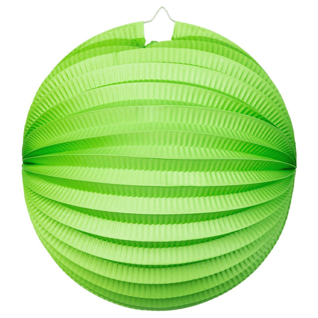Lampion - 25 cm - rond - licht groen