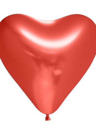 Balloons heart-shaped - 6 pieces - 30 cm - chrome red