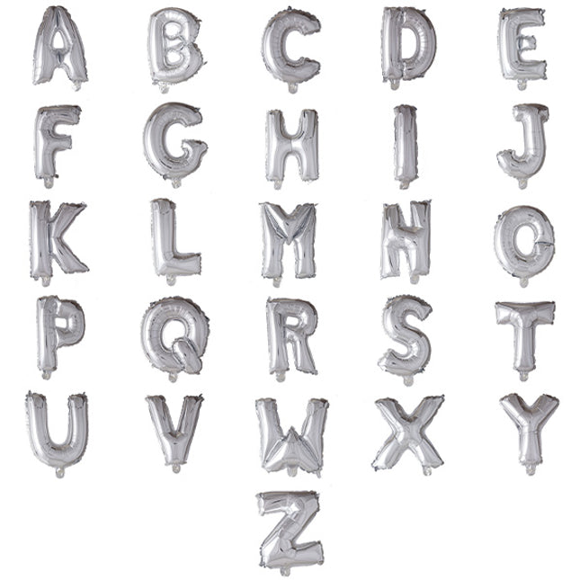 Folieballon - 40 cm - zilver - letters