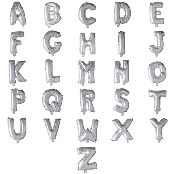 Folieballon - 40 cm - zilver - letters