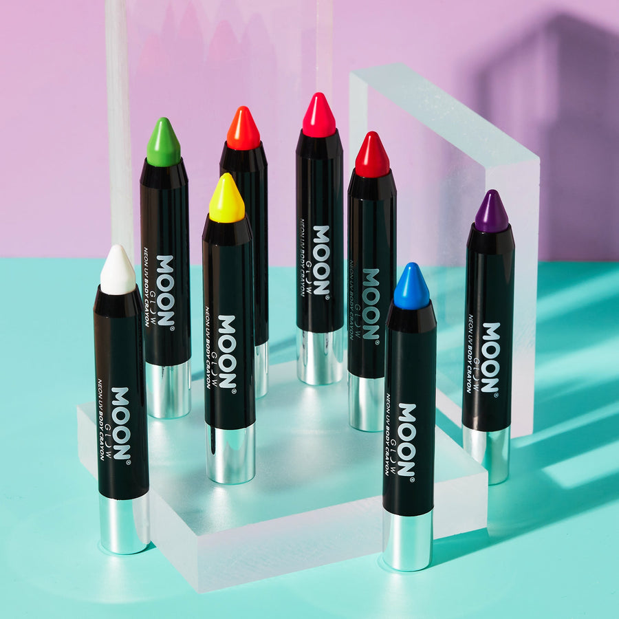 Moon Creations Neon UV Body Crayons — productreeks en toepassing
