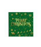 Kerst servetten Merry Christmas groen - 16 stuks