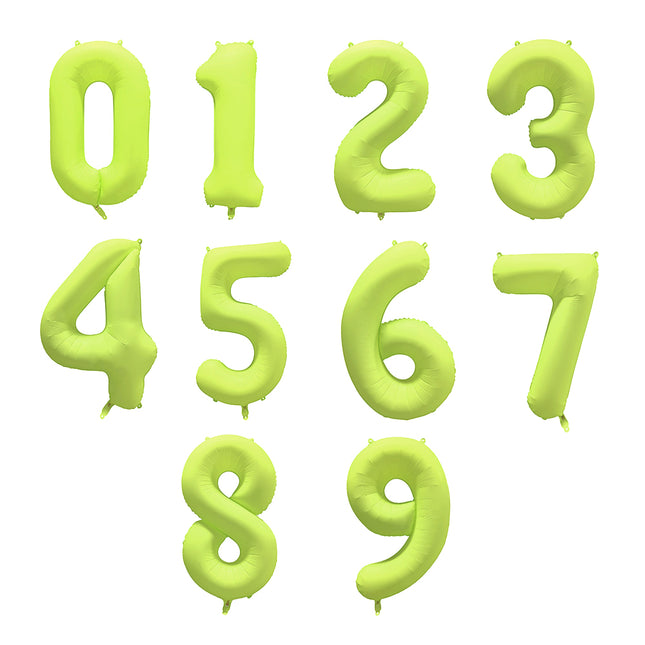 Cijferballon - NEON geel - 86 cm