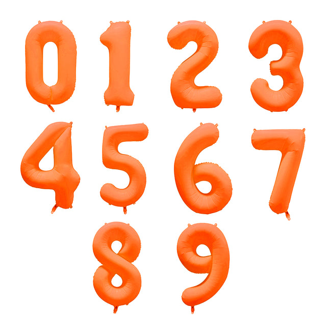 Cijferballon - NEON oranje - 86 cm
