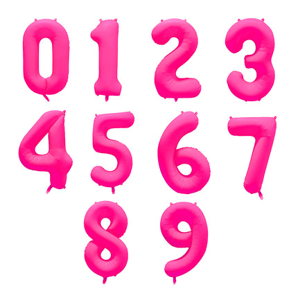 Cijferballon - NEON roze - 86 cm
