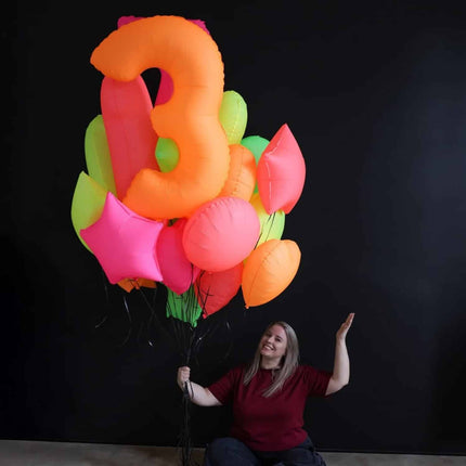 Folieballon ster - NEON rood - 43 cm