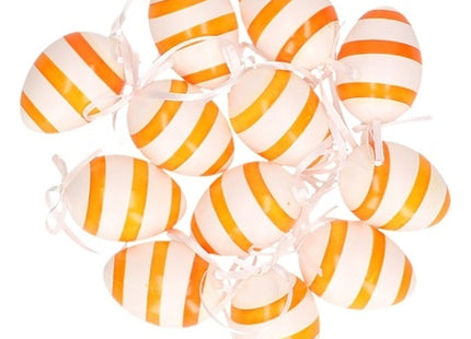 Paasei hangers - 12 stuks - 6 cm - wit / oranje