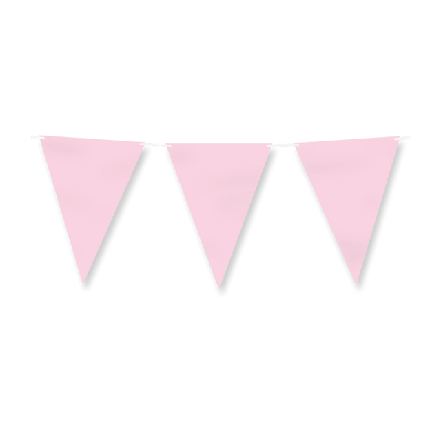 Papieren vlaggenlijn / slinger - 6 meter - pastel licht roze vlaggetjes