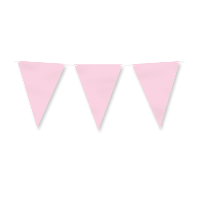 Papieren vlaggenlijn / slinger - 6 meter - pastel licht roze vlaggetjes
