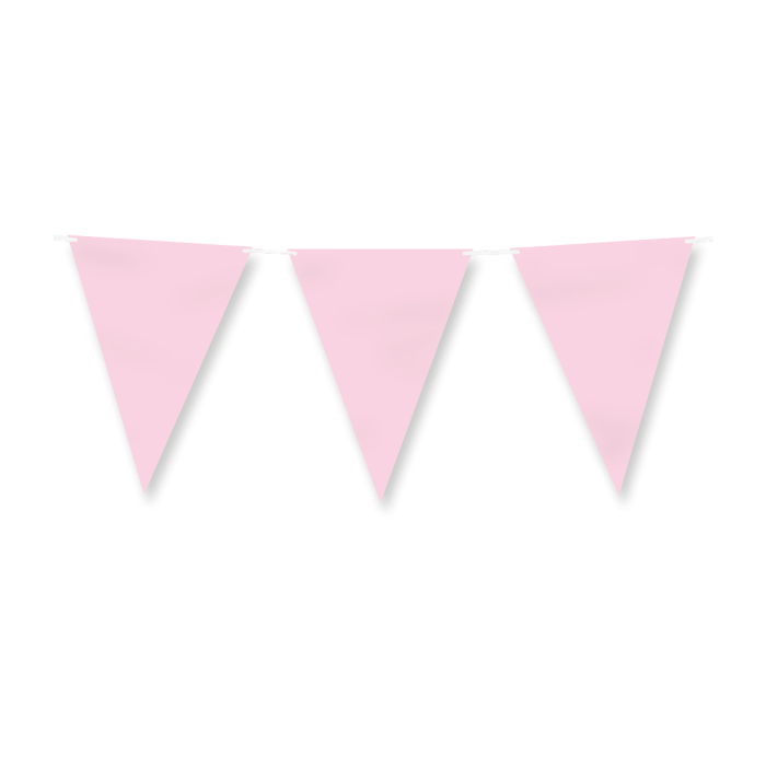 Papieren vlaggenlijn / slinger - 6 meter - pastel licht roze vlaggetjes