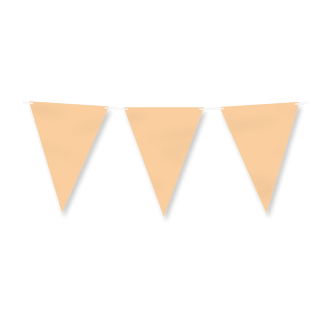 Papieren vlaggenlijn / slinger - 6 meter - pastel oranje vlaggetjes