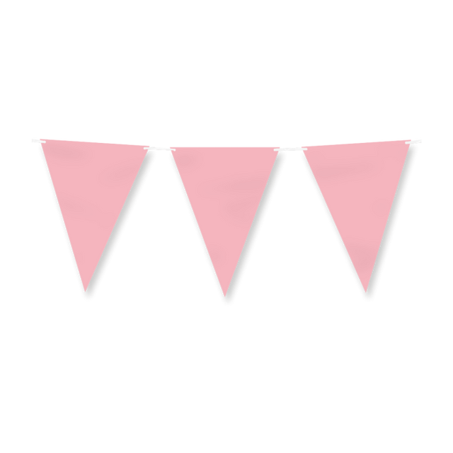 Papieren vlaggenlijn / slinger - 6 meter - pastel roze vlaggetjes