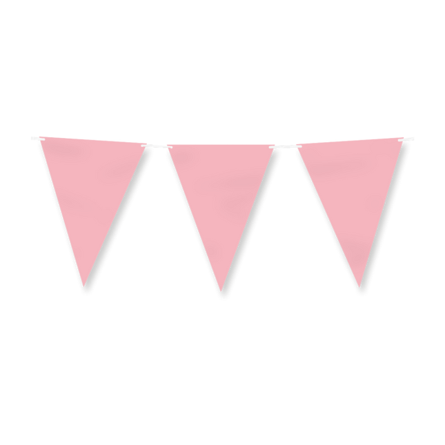 Papieren vlaggenlijn / slinger - 6 meter - pastel roze vlaggetjes