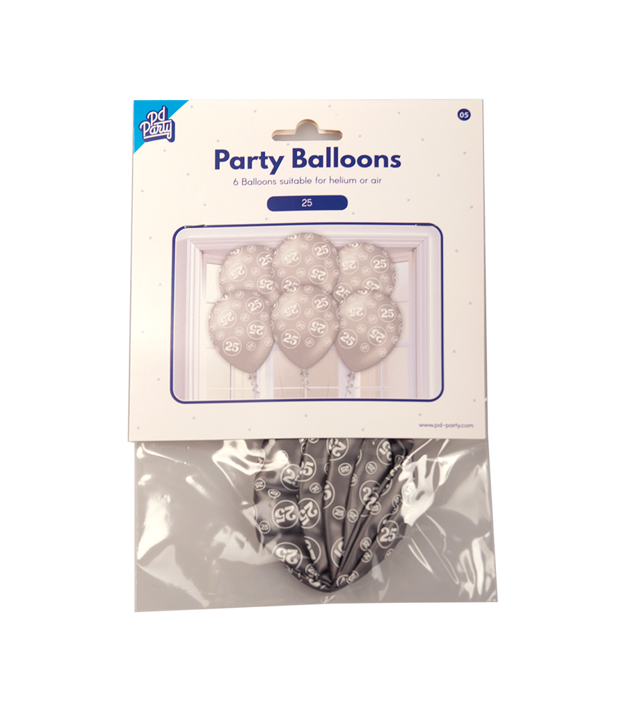 25 jaar getrouwd Ballonnen - 6 stuks - 30 cm