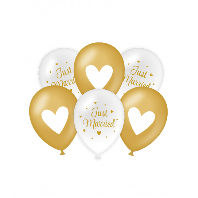 Just Married ballonnen - 6 stuks