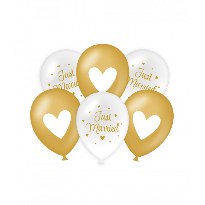 Just Married ballonnen - 6 stuks