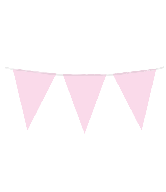 Vlaggenlijn / slinger - 10 meter - licht roze vlaggetjes
