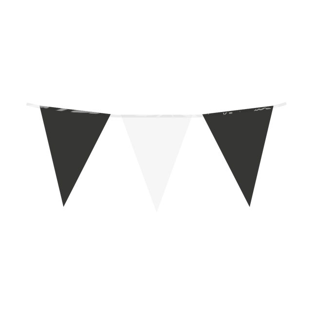 Vlaggenlijn - 10 meter - 20 x 30 cm -  zwart/wit