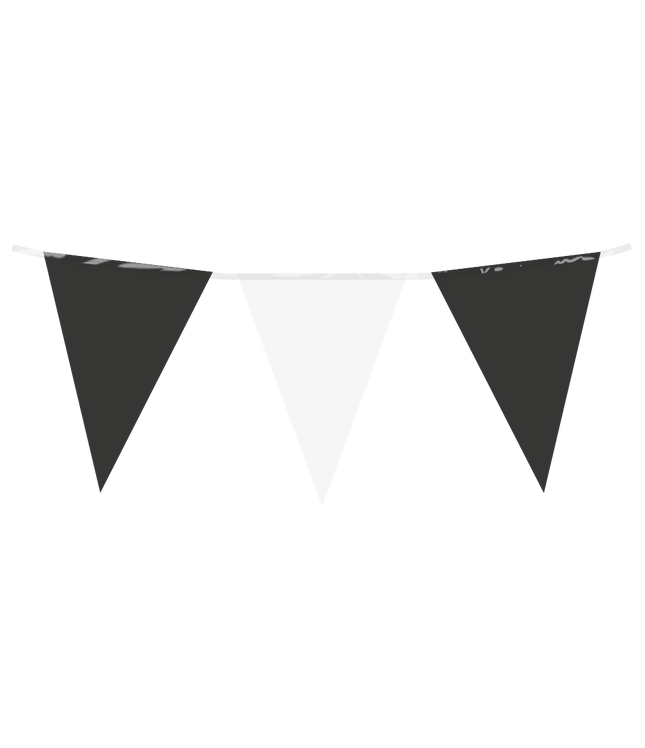 Vlaggenlijn - 10 meter - zwart / wit