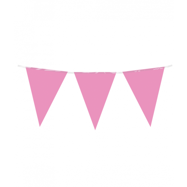 Vlaggenlijn / slinger - 10 meter - roze vlaggetjes