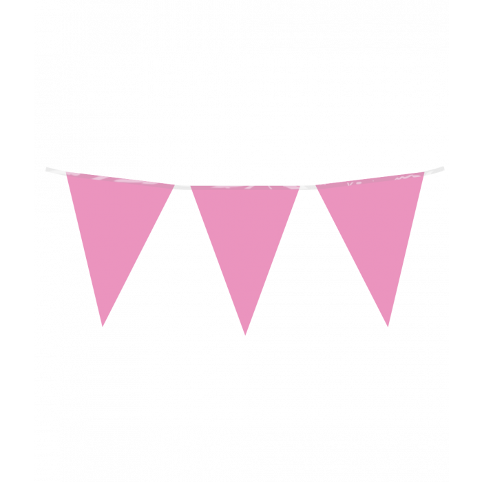 Vlaggenlijn / slinger - 10 meter - roze vlaggetjes