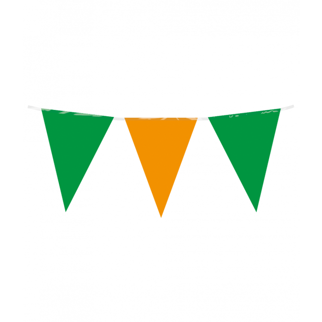 Vlaggenlijn - 10 meter - 20 x 30 cm -  groen / oranje