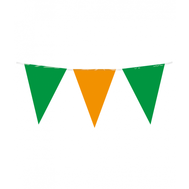 Vlaggenlijn / slinger - 10 meter - groen / oranje vlaggetjes
