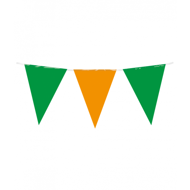 Vlaggenlijn - 10 meter - 20 x 30 cm -  groen / oranje