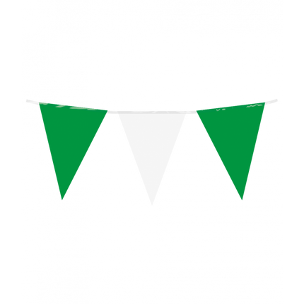 Vlaggenlijn - 10 meter - 20 x 30 cm -  groen/wit