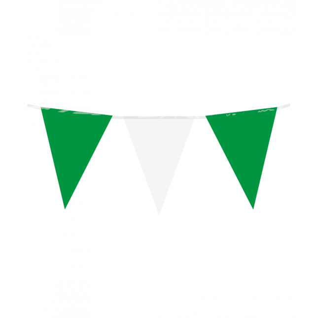 Vlaggenlijn - 10 meter - 20 x 30 cm -  groen/wit