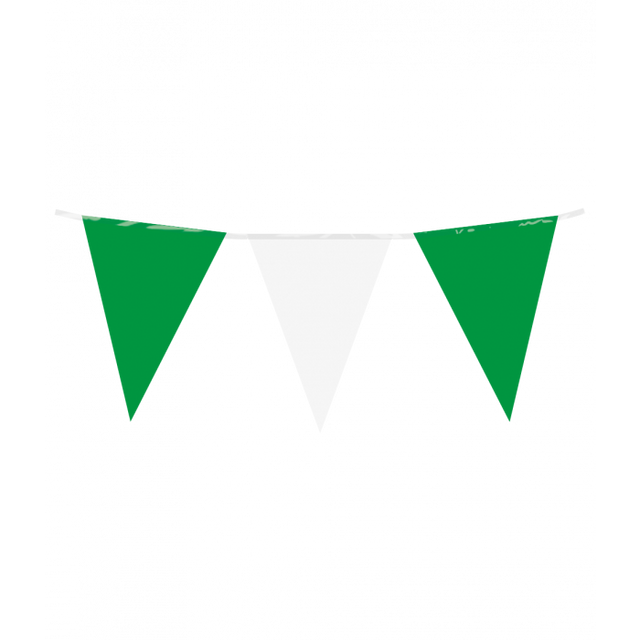 Vlaggenlijn / slinger - 10 meter - groen / wit vlaggetjes