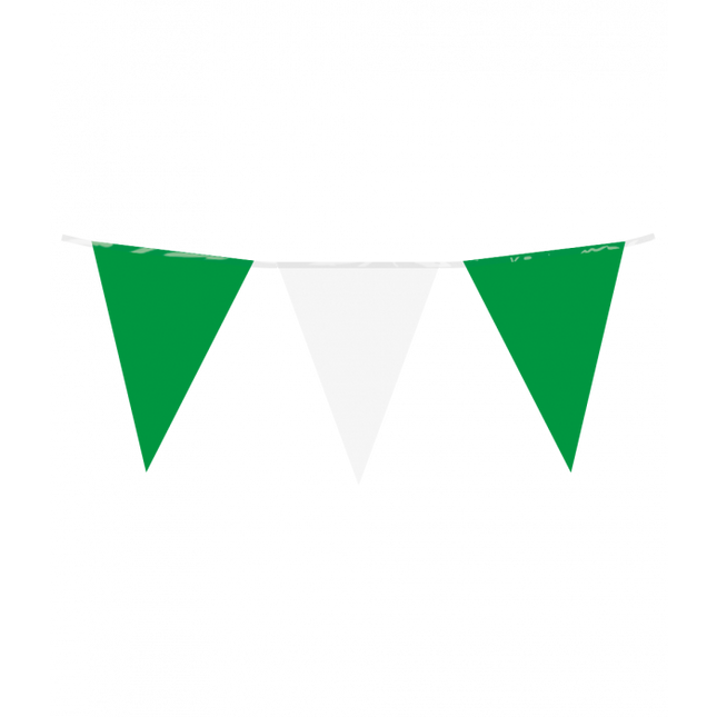 Vlaggenlijn - 10 meter - 20 x 30 cm -  groen/wit