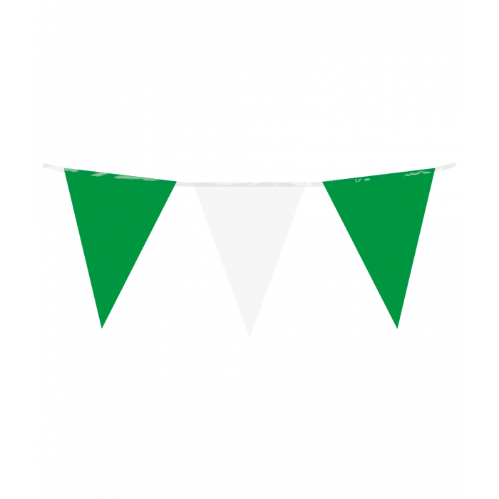 Vlaggenlijn / slinger - 10 meter - groen / wit vlaggetjes