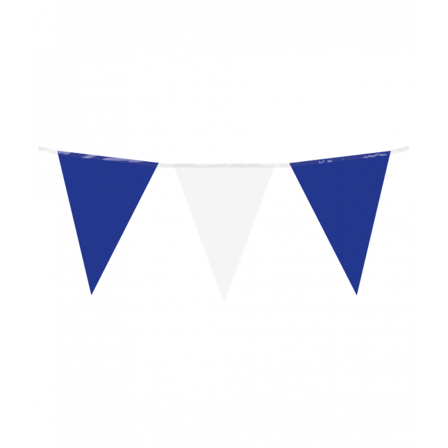 Vlaggenlijn - 10 meter - 20 x 30 cm -  blauw/wit